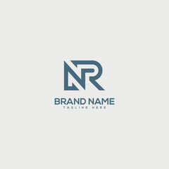 Minimal unique letter NR RN logo design template - vector.