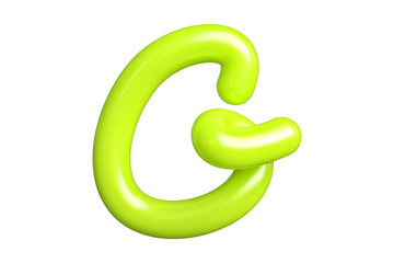 Hand lettering letter G in lime green. Graphic resource suitable for prints, artworks, mood boards and web advertisings. High quality 3D rendering.