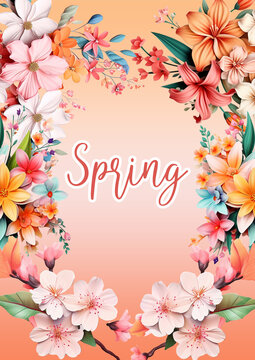Realistic spring floral vertical poster