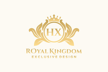 Letter HX template logo Luxury. Monogram alphabet . Beautiful royal initials letter.	