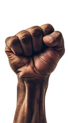 Clenched fist of a black man. Black history month concept, cut out - stock png.