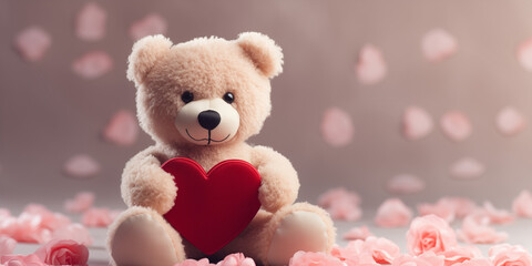 teddy bear with heart shaped gift