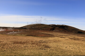 Hverarönd is a hydrothermal site in Iceland with hot springs, fumaroles, mud ponds and very active solfatares. It is located in the north of Iceland