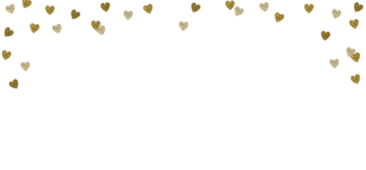 Happy New Year, birthday festive composition. Valentines day, wedding concept. Golden glittering hearts confetti isolated on background. Celebration, party concept. Sparkling metallic texture. Flatlay