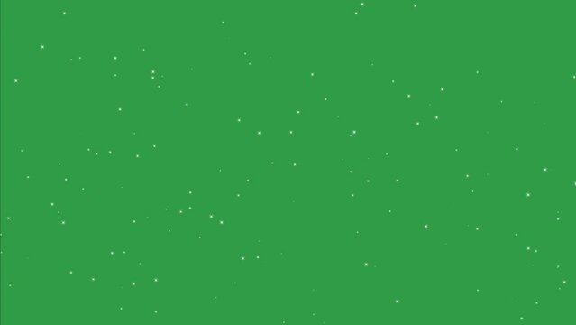 Sparkling stars fall gracefully on a green screen with alpha channel
