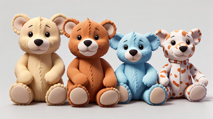 Collection of Isolated Stuffed Animal Toys having White Background