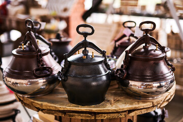 Pilaf cauldron, kazan. Afghanistan and Central Asia traditional pressure cooker for meat and rice