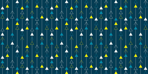 Seamless white, yellow, blue triangles pattern for scrapbooking, wrapping paper, baby textiles, fabrics. Geometric shapes pattern. 