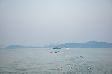 Taihu Yuantouzhu Scenic Area, Wuxi City, Jiangsu Province-Seascape at sunset