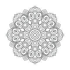 Indian Traditional and Cultural Mandala coloring book page vector file