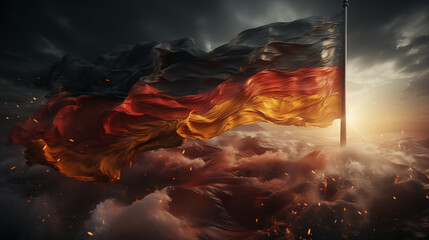 Flat germany flag blowing in the wind,