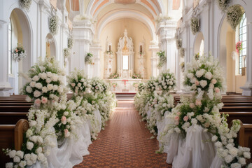 Fototapeta na wymiar decorated hall for wedding