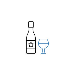 Wine bottle with wine glass concept line icon. Simple element illustration. Wine bottle with wine glass concept outline symbol design.