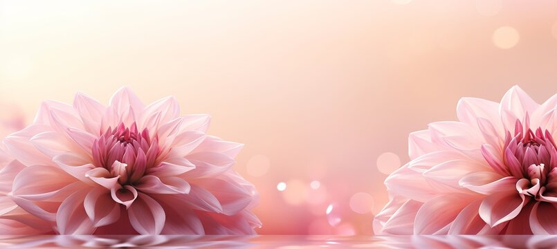 Gorgeous pink dahlia blossom on enchanting bokeh background with room for text placement