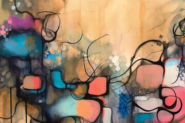 Colorful modern artwork, abstract paint strokes, oil painting on canvas. Acrylic art, artistic texture. Brush daubs and smears grunge background, generative AI