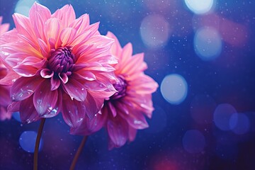 Captivating pink dahlia blossom on enchanting bokeh backdrop with ample space for text placement