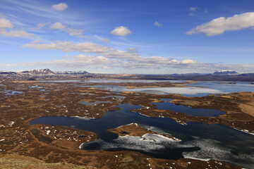 Mývatn is a shallow lake located in an area of active volcanism in northern Iceland, near the...