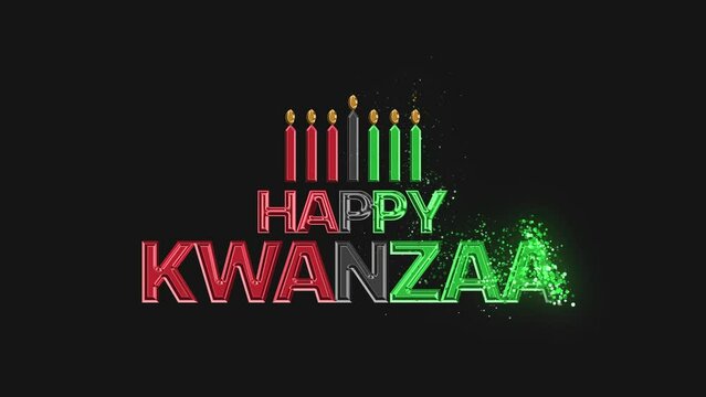 Happy Kwanzaa and candles on Kwanzaa colors animation for happy kwanzaa (Happy Kwanzaa).