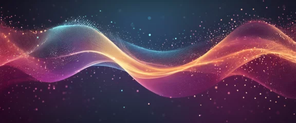 Gardinen Futuristic Fluidity: Purple Waves in Motion   Iridescent Gradient for Modern Tech Illustrations   Abstract Wallpaper with Smooth Flow © Nastassia