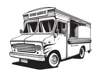 Food truck fast food sketch hand drawn sketch illustration