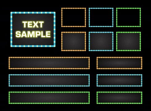 電球の点灯アニメーションがついた四角いテロップベース（３色・４種セット）