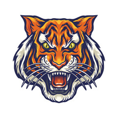 Tiger Head, Angry Tiger Face, Vector Tiger, perfect for mascot, logo, website, youtube, printing etc