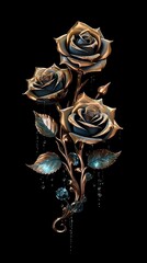 Fototapeta premium Fresh 3d flower pops out on contrast black background 