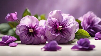 Purple Petal Panorama Immersive Realism in a Top-View Floral Arrangement.