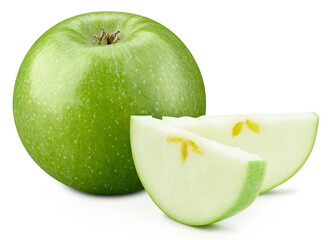 Apple with leaves isolated on white.