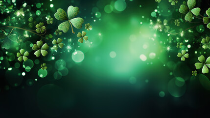 Fototapeta premium Saint Patrick's Day background with shamrock leaves