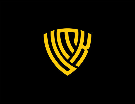 UMK creative letter shield logo design vector icon illustration