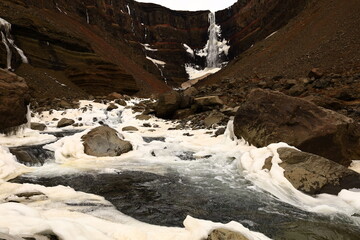 The Hengifoss is a waterfall in Iceland located in the northeast of the country, on the Brekkuselslækur stream