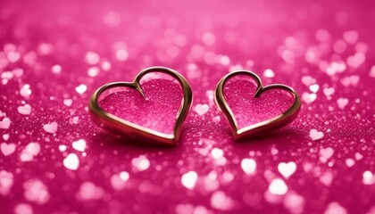 Obraz premium Two Hearts On Pink Glitter In Shiny Background