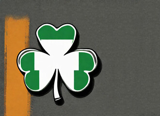 three-leaf clover stylized as the Irish flag on a gray background