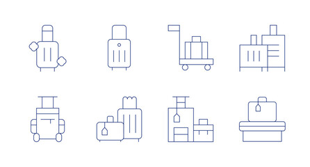 Luggage icons. Editable stroke. Containing suitcase, baggage, luggage.