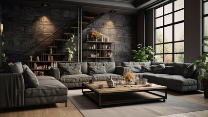 Charcoal living room design