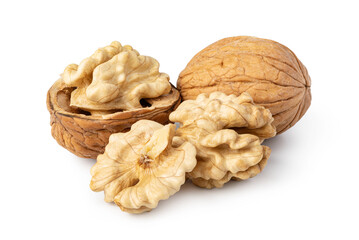 Walnut on white background