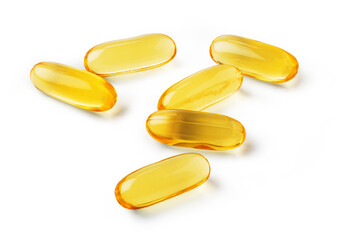 Gelatin capsule of omega 3, 6, 9  vitamin - obrazy, fototapety, plakaty