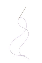 Needle with blue sewing thread