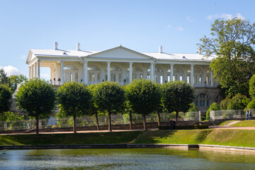Pushkin, Russia - September 5, 2023: Catherine Palace is a rococo style palace located in the city...