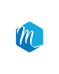 Letter M logo in a modern round geometric style. Vector design