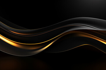 abstract wallpaper, dark-golden lines elegant curved horizontal wavy, black background