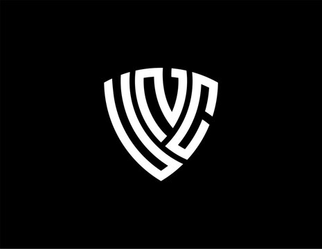 UNC creative letter shield logo design vector icon illustration