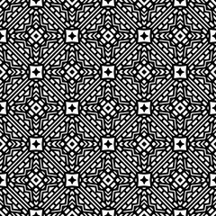Black and white seamless pattern texture. Greyscale ornamental graphic design. Mosaic ornaments.One color wallpaper.
