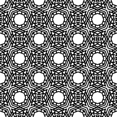 Black and white seamless pattern texture. Greyscale ornamental graphic design. Mosaic ornaments.One color wallpaper.

