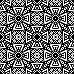 Black and white seamless pattern texture. Greyscale ornamental graphic design. Mosaic ornaments.One color wallpaper.

