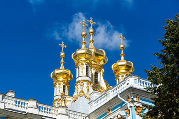 Pushkin, Russia - September 5, 2023: Catherine Palace is a rococo style palace located in the city...