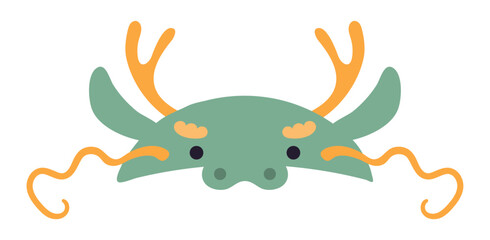 Chinese dragon hat cute costume accessory hand drawn illustration. Cartoon vector illustration. Flat style design. Korean Lunar New Year Seollal holiday card, poster, banner element