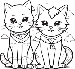 Fototapeta premium cute cat hand drawn coloring page illustration