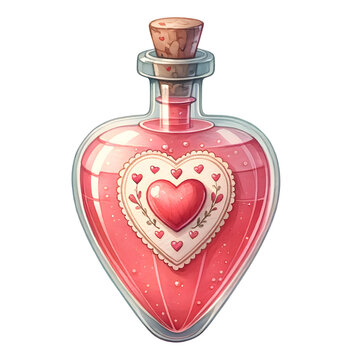 recommend clip art: Valentine heart Potion watercolor clipart